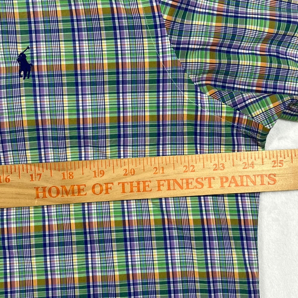 Ralph Lauren Button Down Shirt Mens Large Green Plaid Classic Fit 100% Cotton - Picture 8 of 11